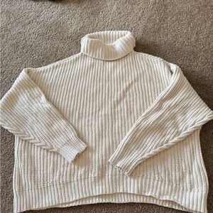 Free people oversized chunky knit tunic cowlneck sweater Sz s coastal